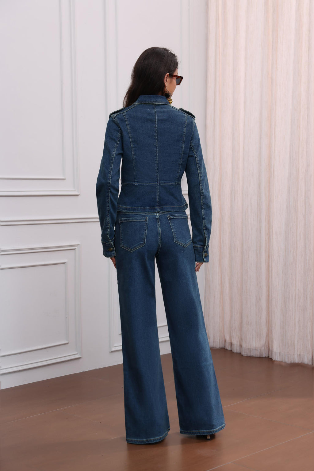 Jewelly Jakke Knapper Lynlås Denim Blå