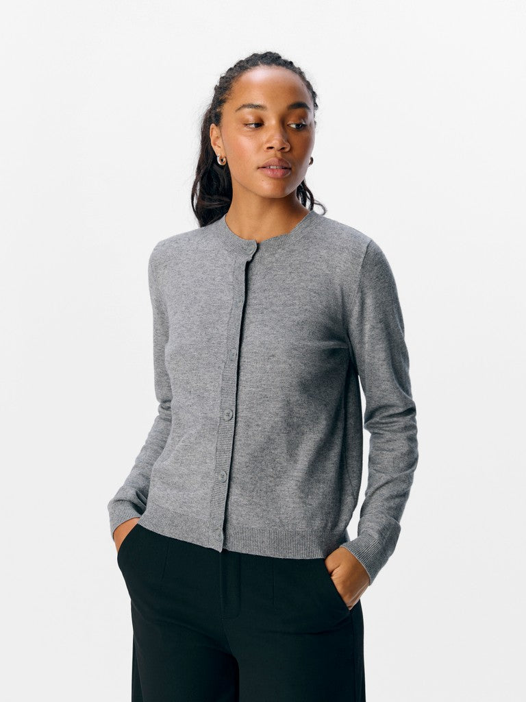 OBJECT THESS Kort Cardigan Medium Grå Melange