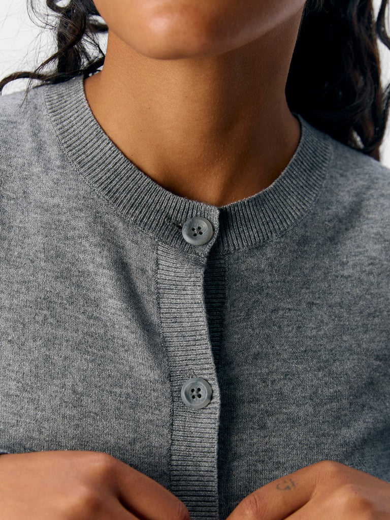 OBJECT THESS Kort Cardigan Medium Grå Melange