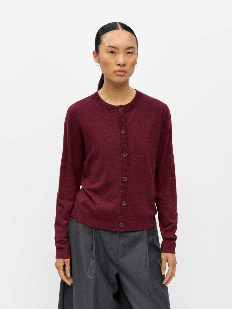 OBJECT THESS Kort Cardigan Windsor Wine Rød Melange
