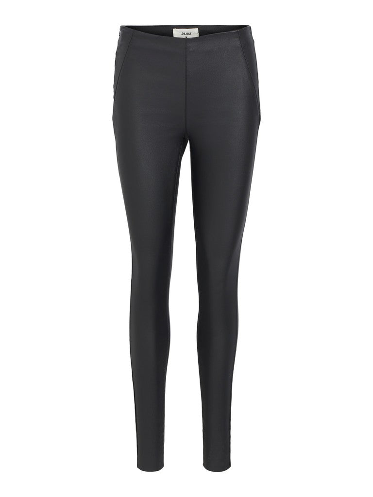 OBJECT BELLE Leggings Midwaist Coated Sort