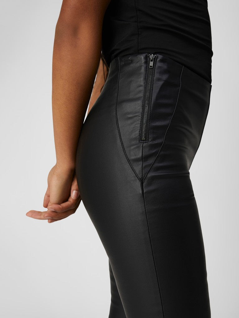 OBJECT BELLE Leggings Midwaist Coated Sort