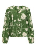 OBJECT JACIRA Top V-Neck Langærmet Bronze Grøn Birch Hvid
