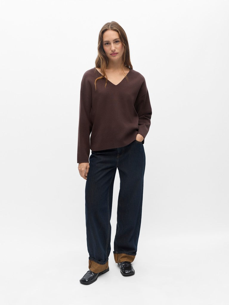 OBJECT REYNARD Pullover V-Neck Seal Brun