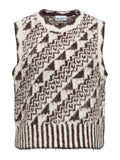 OBJECT RANDA Strik Vest Birch Hvid Chocolate Brun