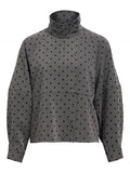 OBJECT MAXINE Skjorte High Neck Gunmetal Prikker Sort