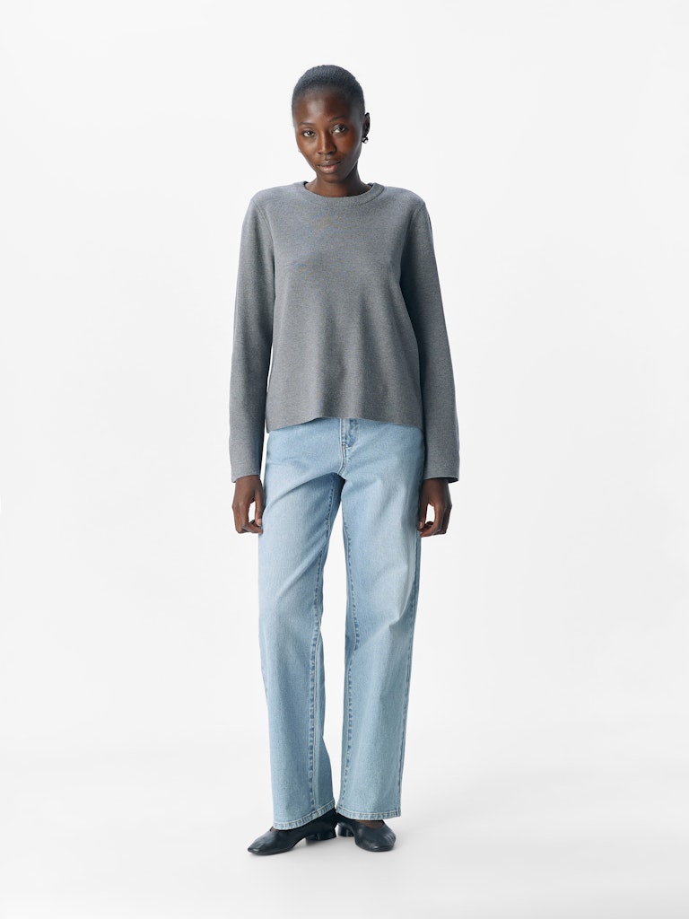 OBJECT REYNARD Pullover O-Neck Medium Grå Melange
