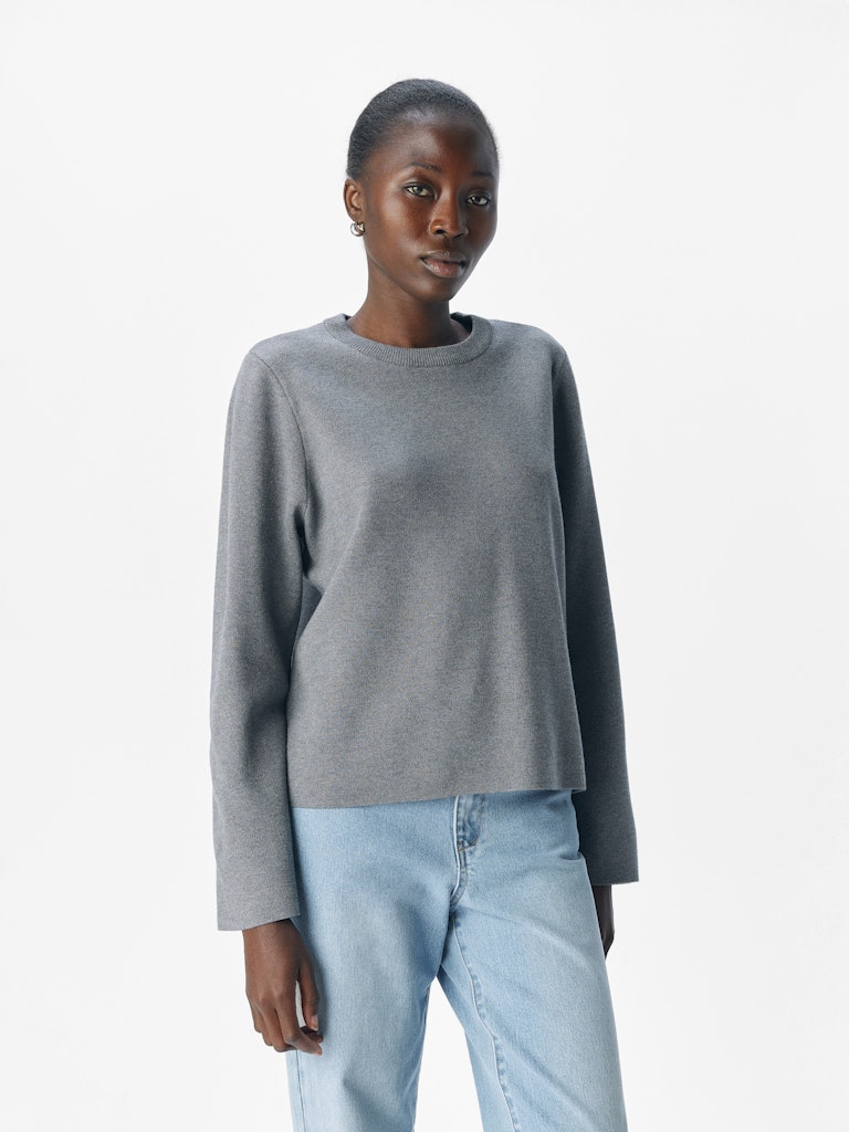OBJECT REYNARD Pullover O-Neck Medium Grå Melange