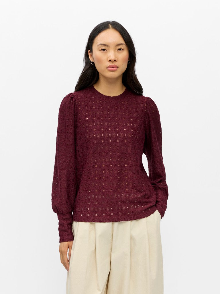 OBJECT LAILA Top Langærmet Windsor Wine Rød