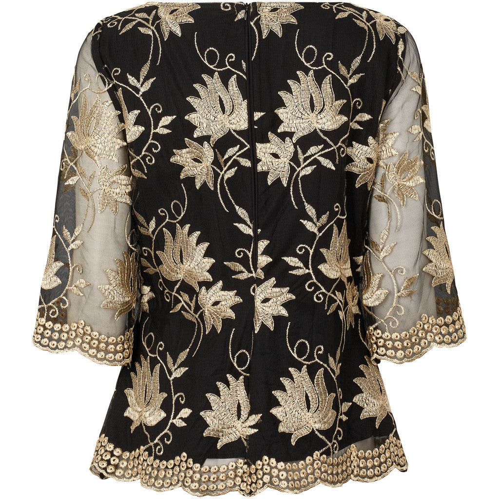 PBO Aila Bluse Blomster Sort