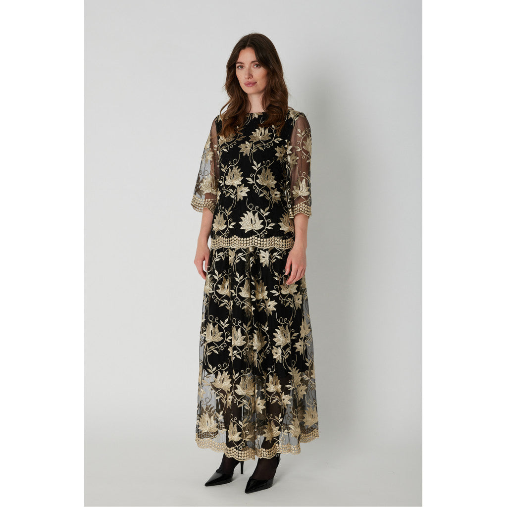 PBO Aila Bluse Blomster Sort