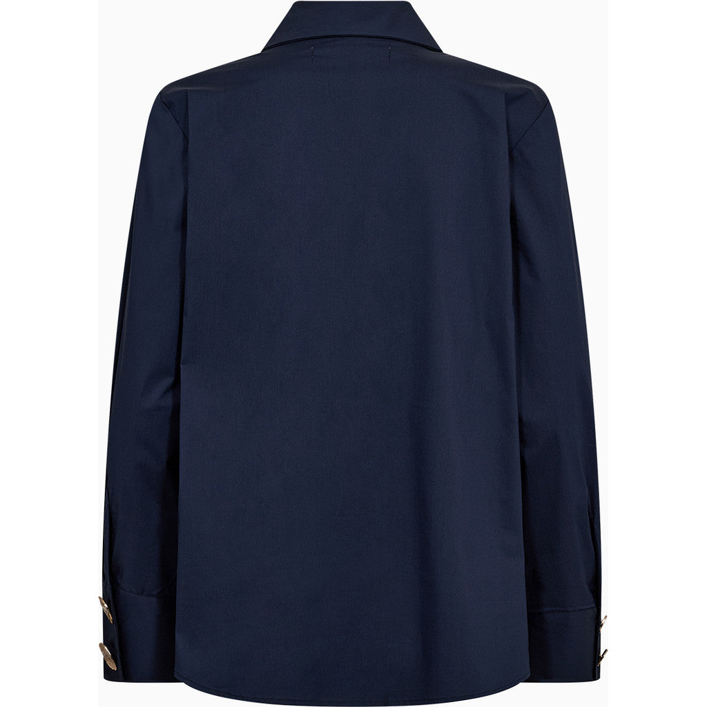 Pieszak PD Tulip Poplin Skjorte Button Midnight Navy Blå
