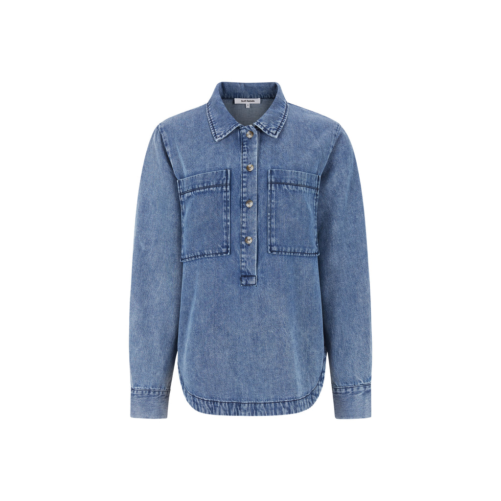 Soft Rebels Keira Bluse Denim Dark Blå