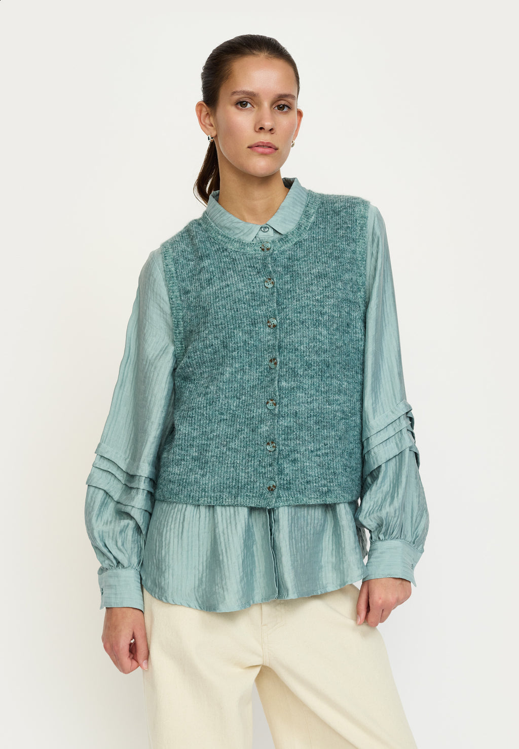 Soft Rebels Alliy Strik Vest Abyss Grøn