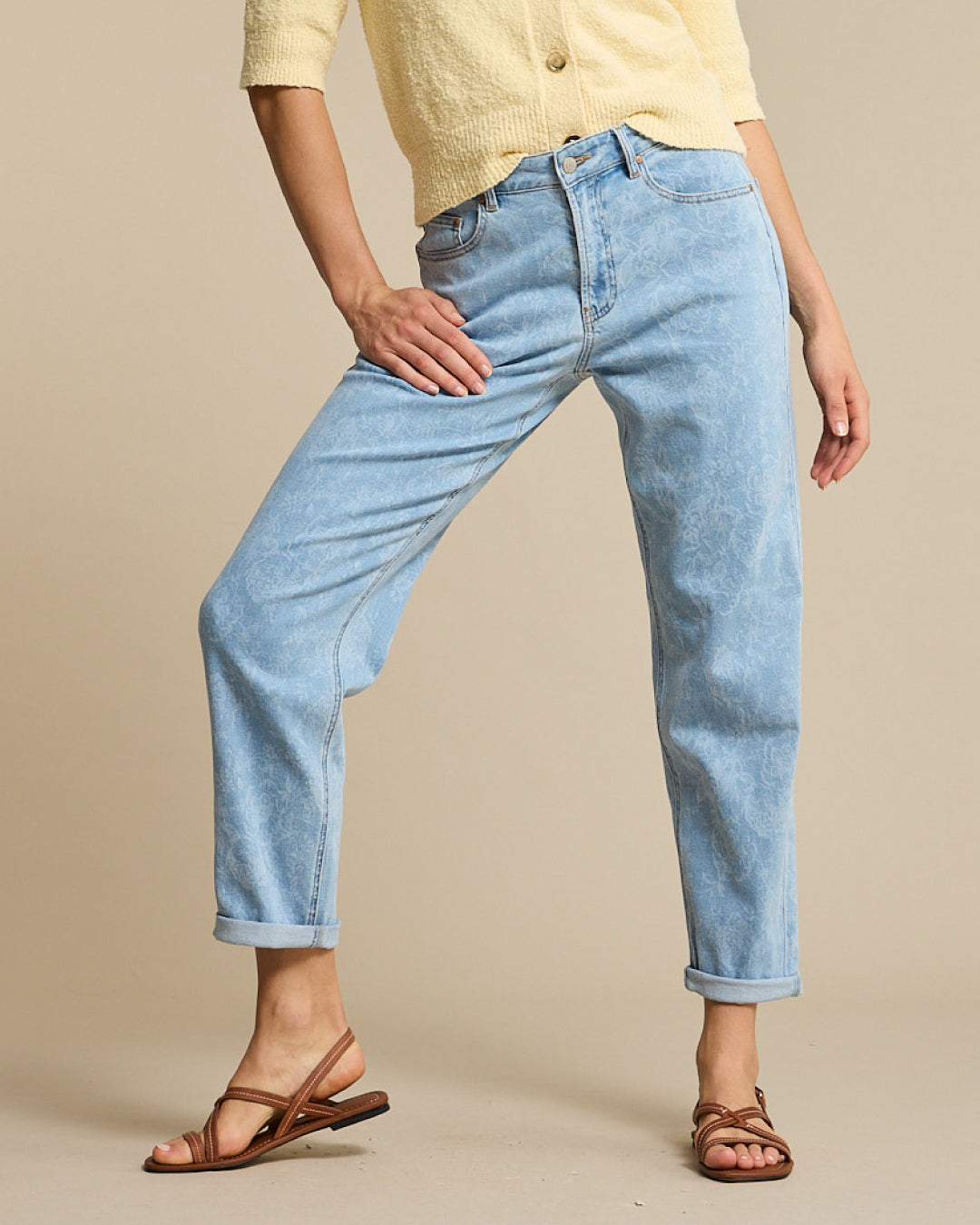 Red Button Caitlin Jeans Laser Print Bleach Blå