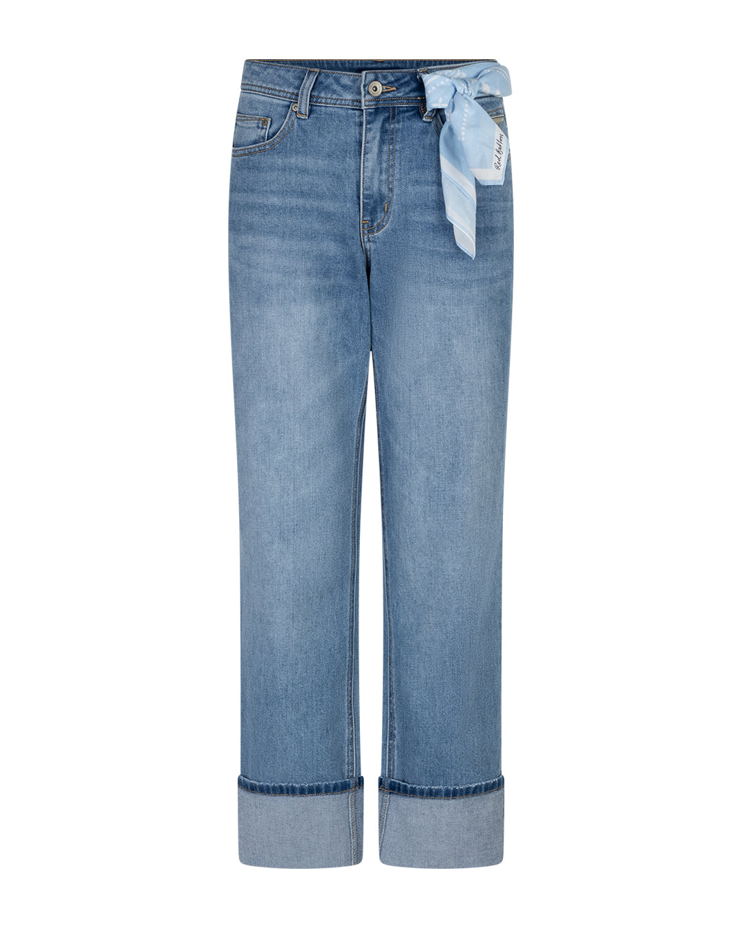 Red Button Kim Jeans High Hem Scarf Stoneused Blå