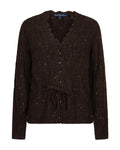 Red Button Cardigan Ajour Sparkle Espresso Brun