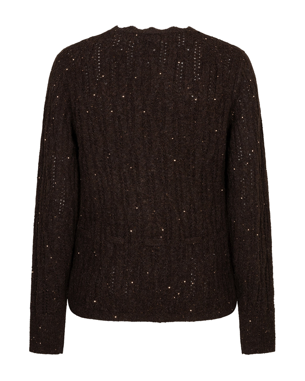 Red Button Cardigan Ajour Sparkle Espresso Brun