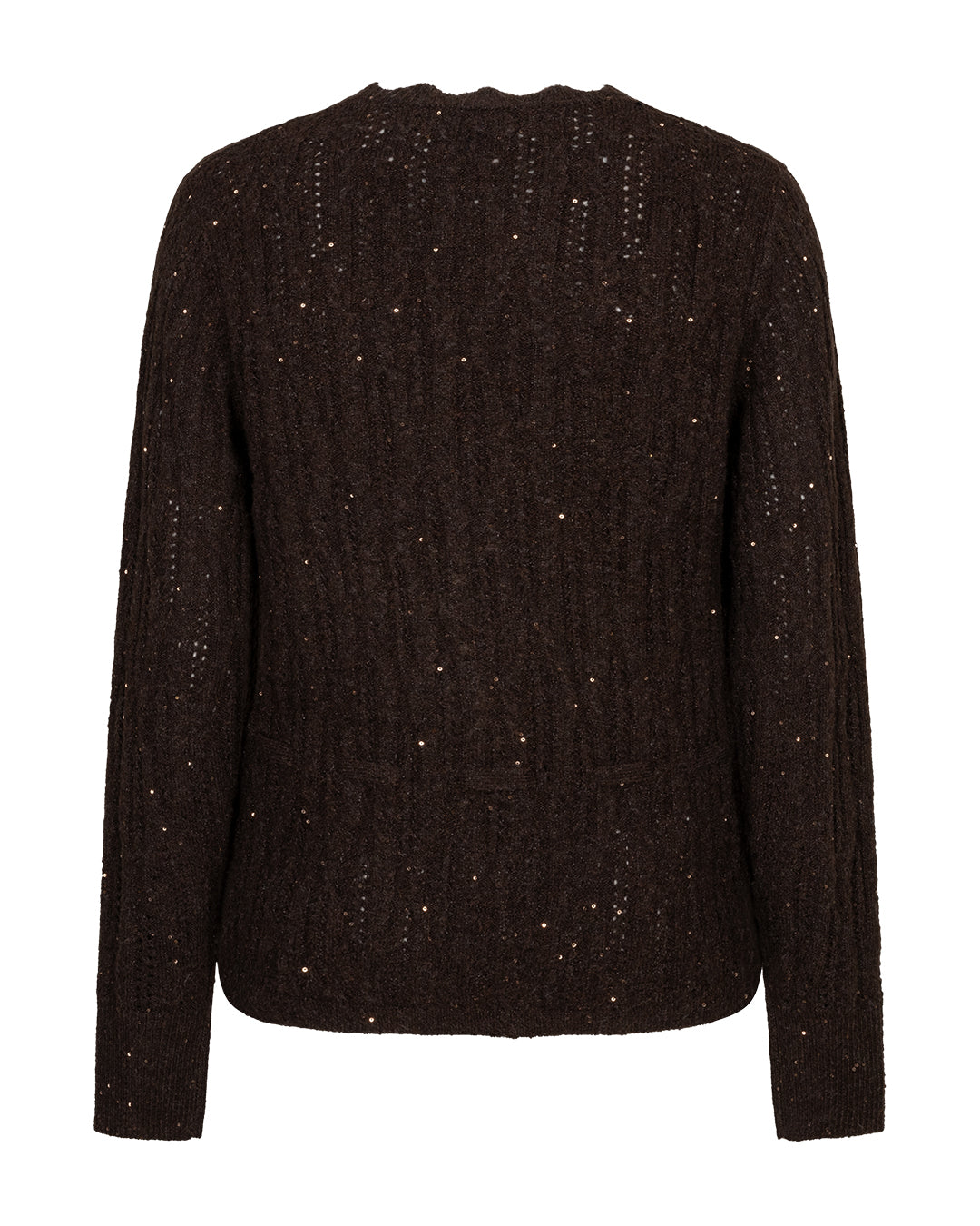 Red Button Cardigan Ajour Sparkle Espresso Brun