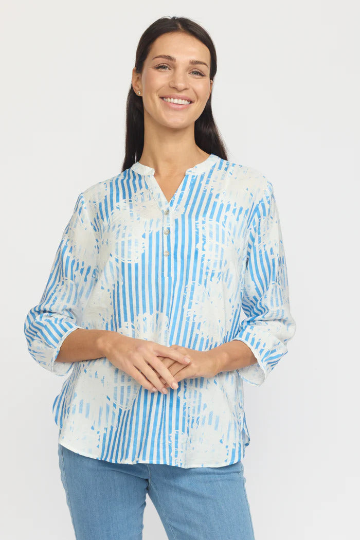 2 Biz Bamoa Bluse Blå Stribet