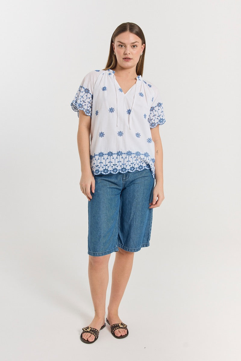 Freequent Cinda Shorts Denim Medium Blå