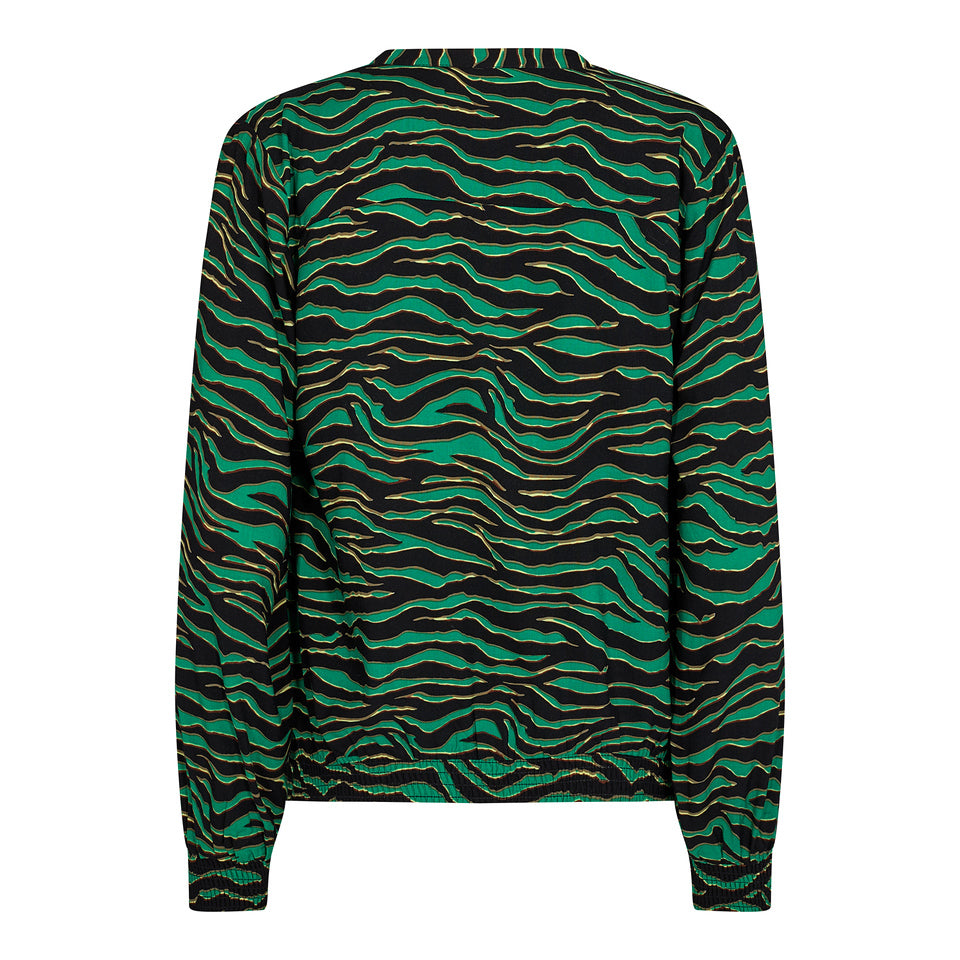 Freequent Linn Bluse m Smock Pepper Green Grøn Mix