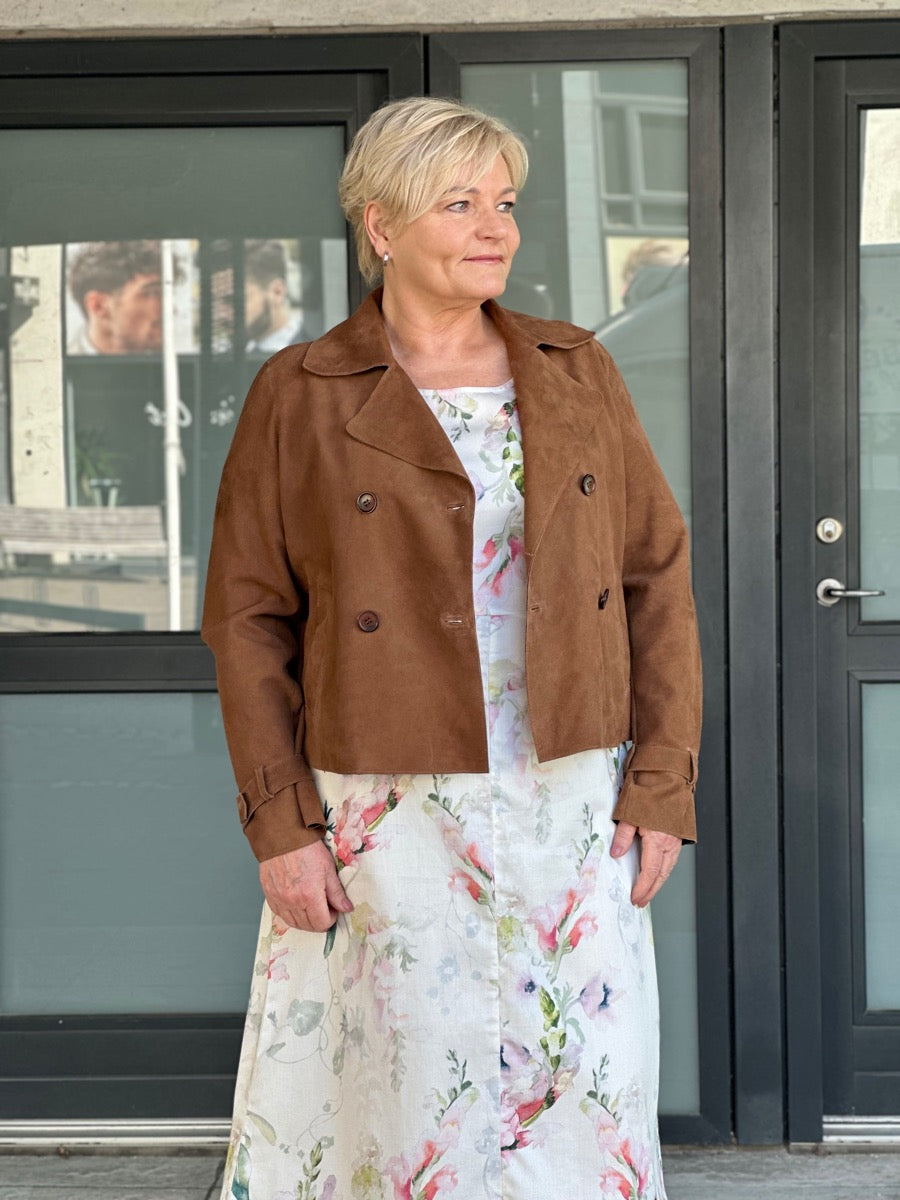 BTF CPH Suede Trenchcoat Kort Caramel