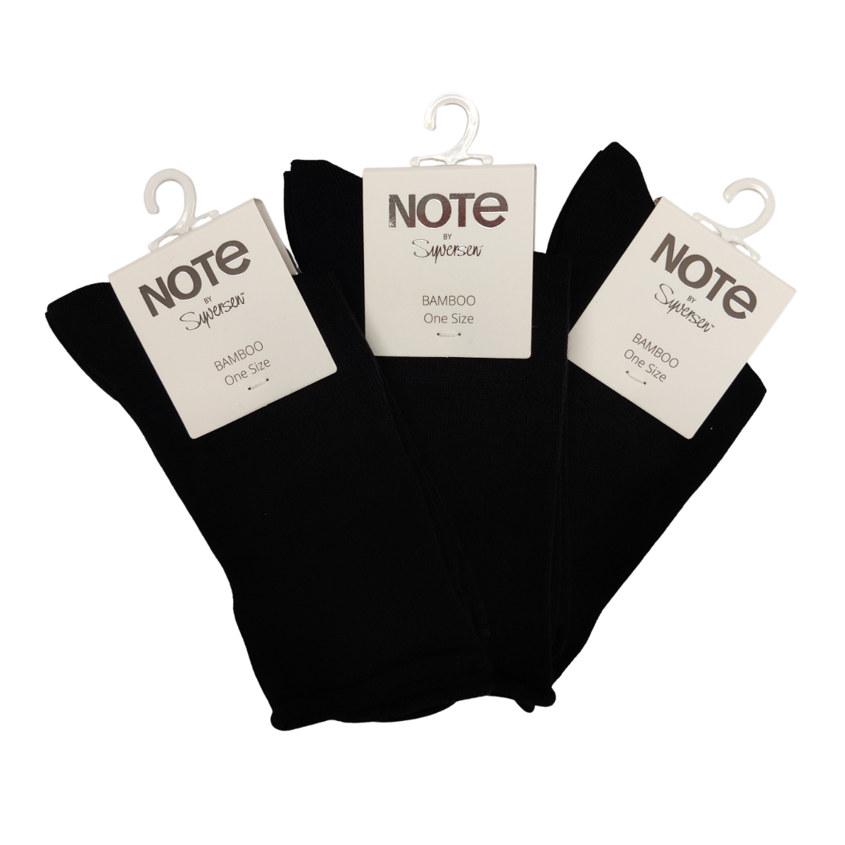 Note by Syversen Roll Top Bambus Strømper Sort 3 pack