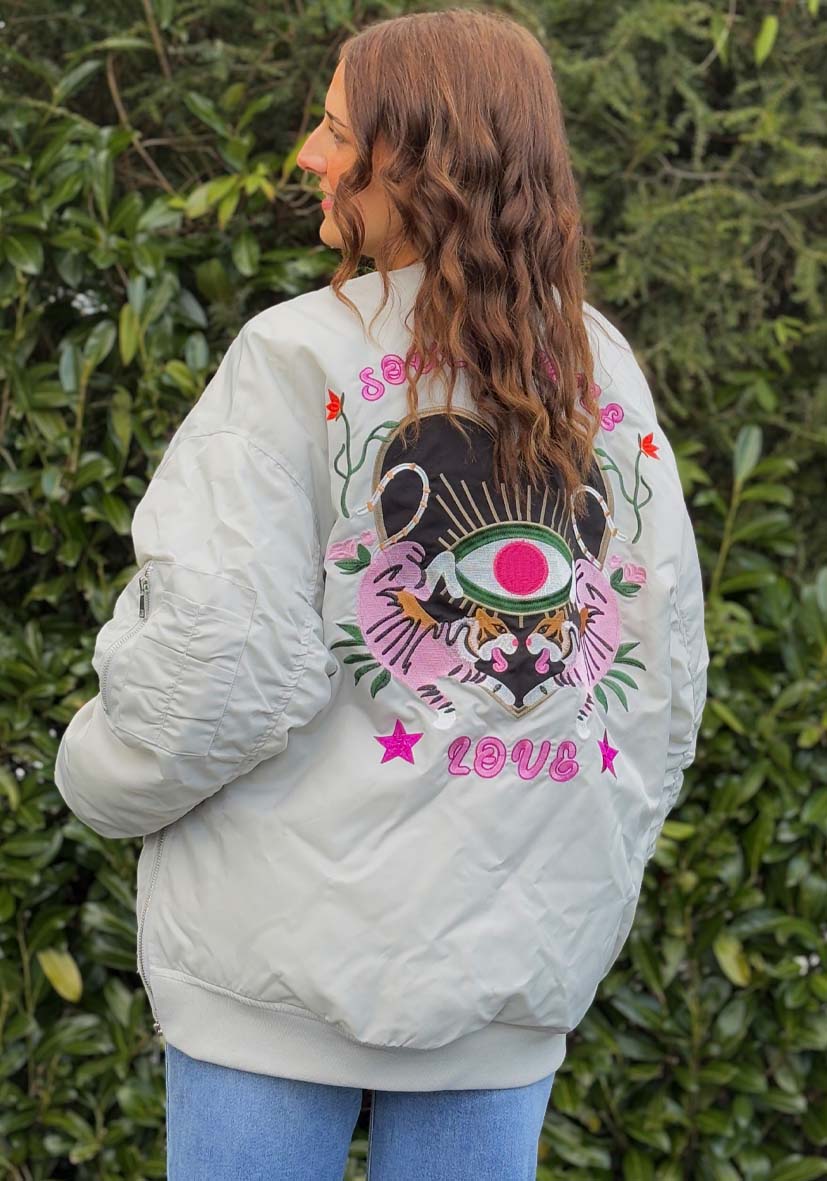 MISS GOODLIFE Bomberjacket Heart Lys Grå