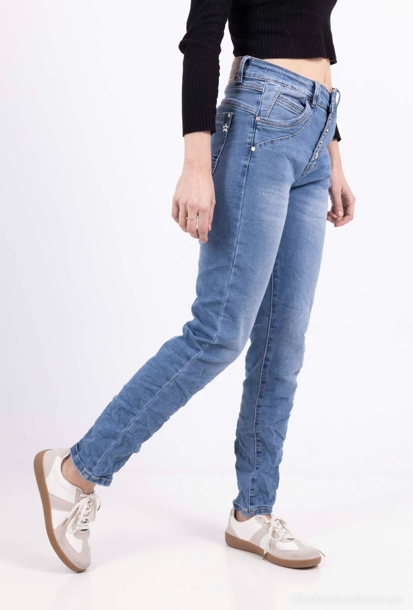 Karostar SUM Jeans Knapper Boyfriend Blå