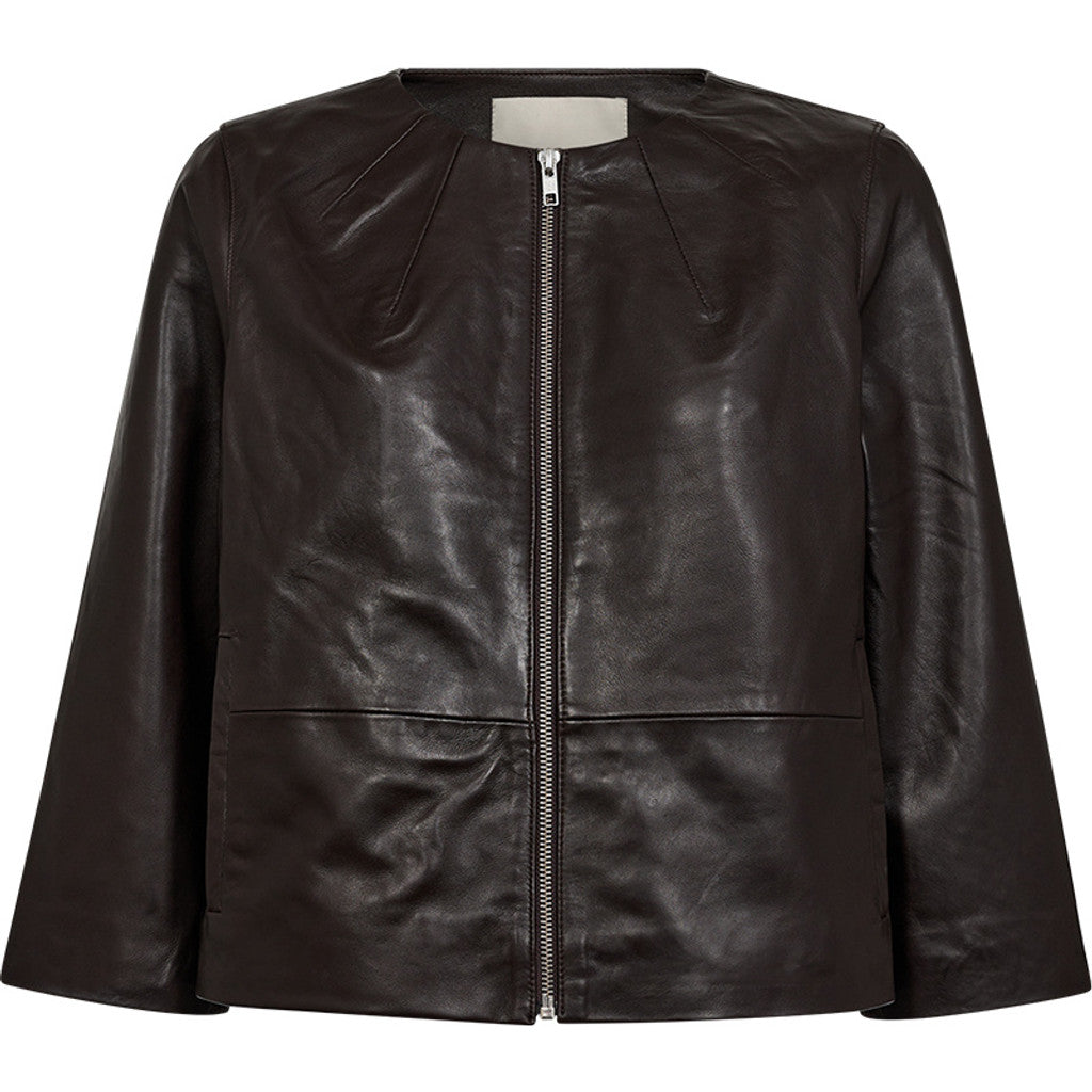 Pieszak PD Lanni Jakke 3/4 Sleeve Leather Coffee Sort Brun