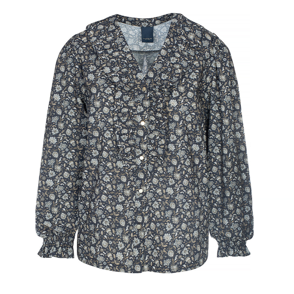 One Two Romana Skjorte Blomstret Sort