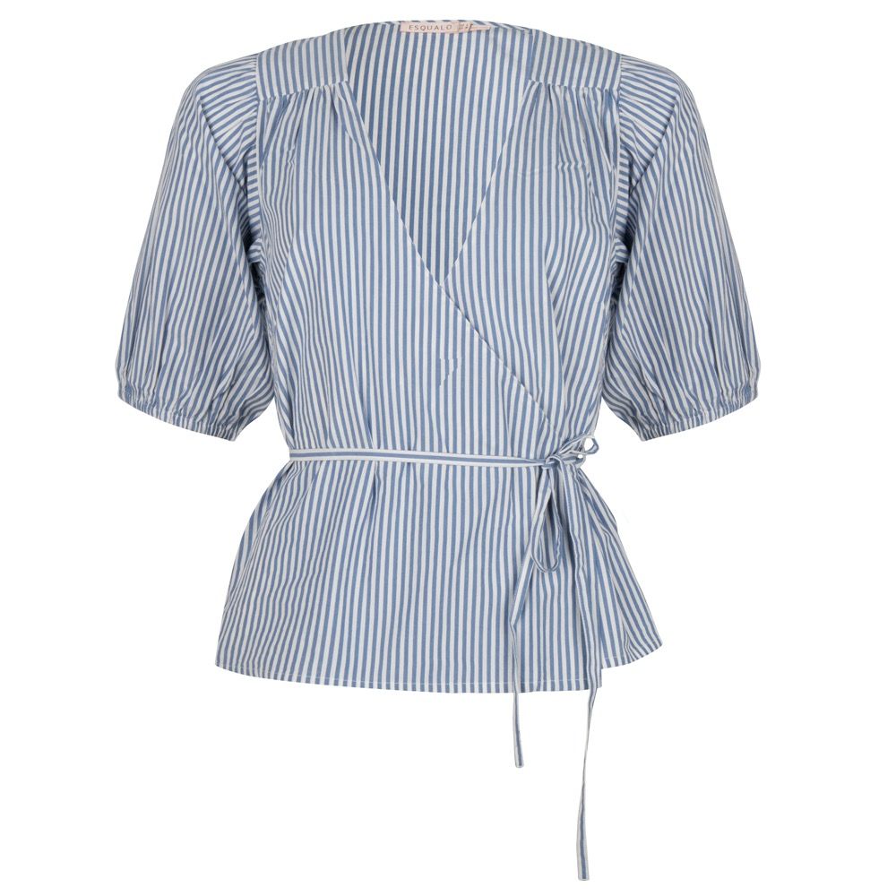 ESQUALO Blouse Overlap Stripes Blue White