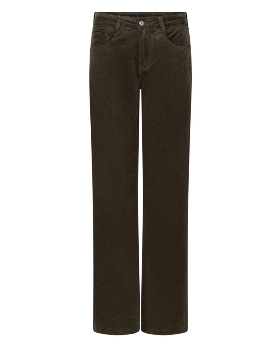 Red Button Claudette Shiny Bukser Cord L32 Khaki Grøn
