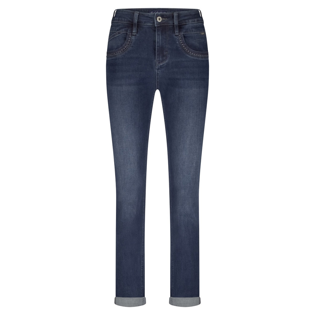 Red Button Kate Jeans Embroidery Dark Stone Used Blå