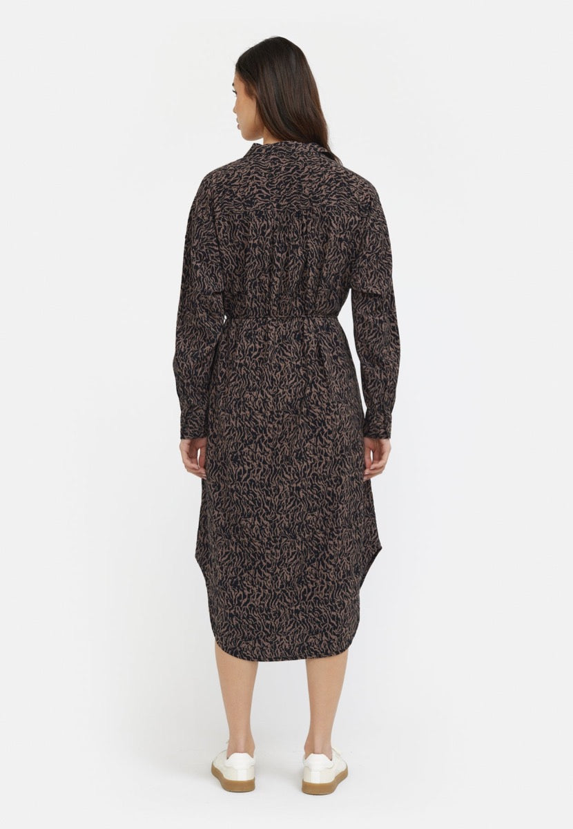 Soft Rebels Freedom Midi Skjorte Kjole Dyre Print Kaffe