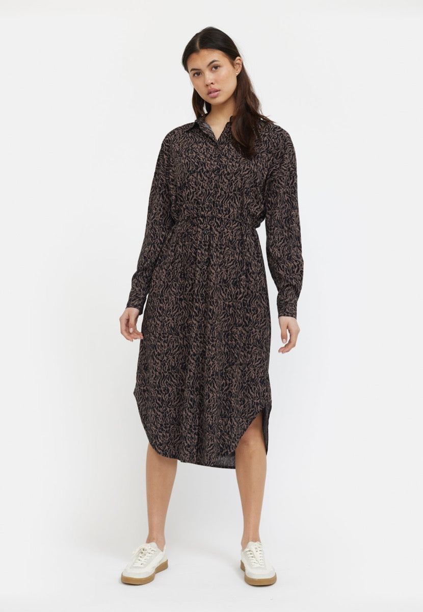 Soft Rebels Freedom Midi Skjorte Kjole Dyre Print Kaffe