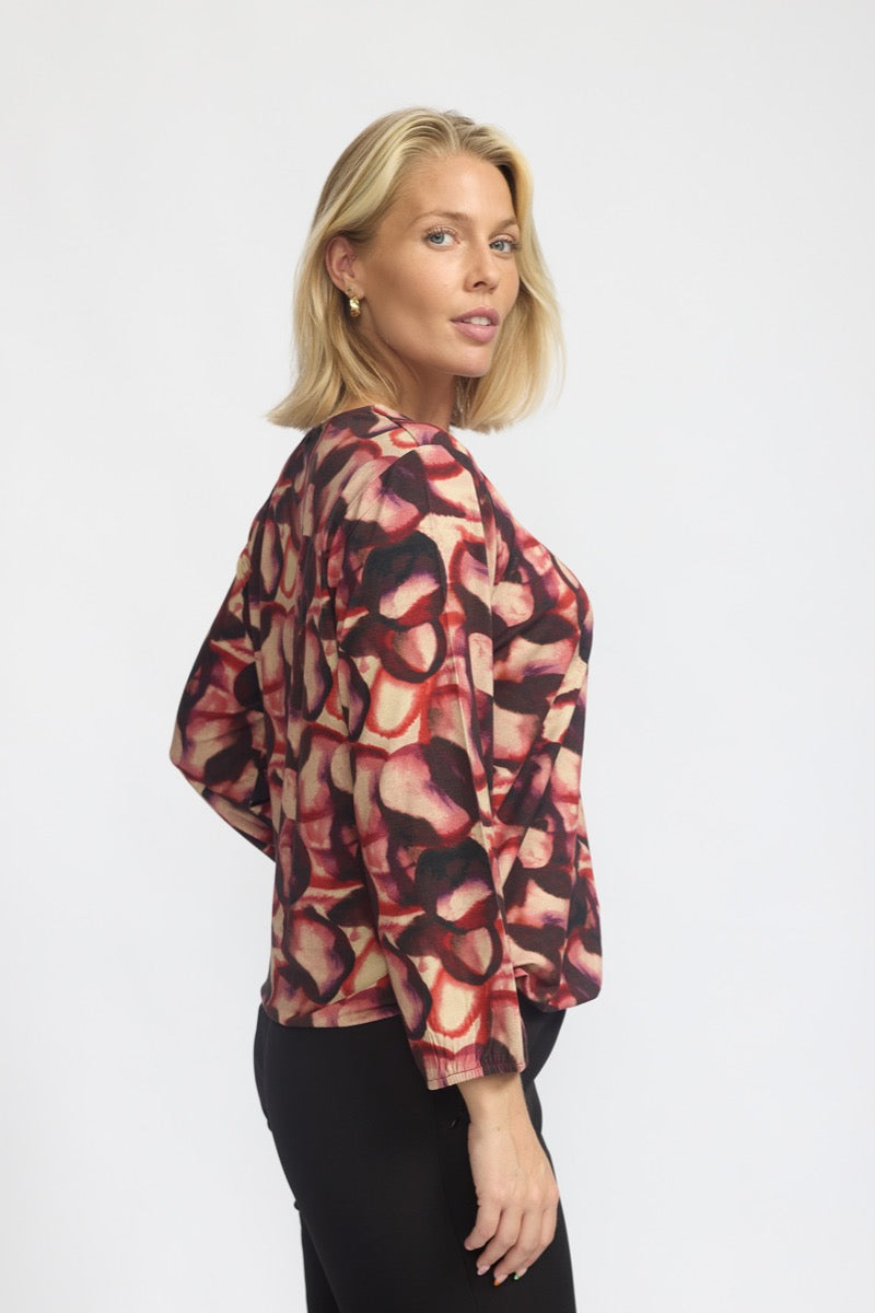 2 Biz Tandy Bluse Cirkler Rød