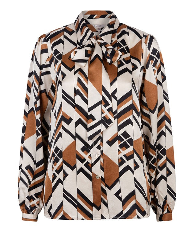ESQUALO Bluse Bow Escape Brun Beige